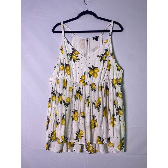 Torrid White Lemon Polka Dot Print V-neck Babydoll Top Women's Plus Size 3XL - Picture 1 of 2